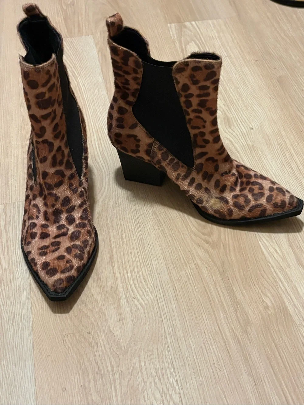 DV by Dolce Vita Leopard Print Pointed Chelsea Booties - Brown